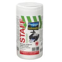 Чистящие салфетки для экранов и пластика универсальные STAFF, 13х15см, туба 100 шт., влажные, 511518