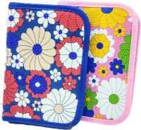 Пенал трехсекционный большой "Цветы-бисер"